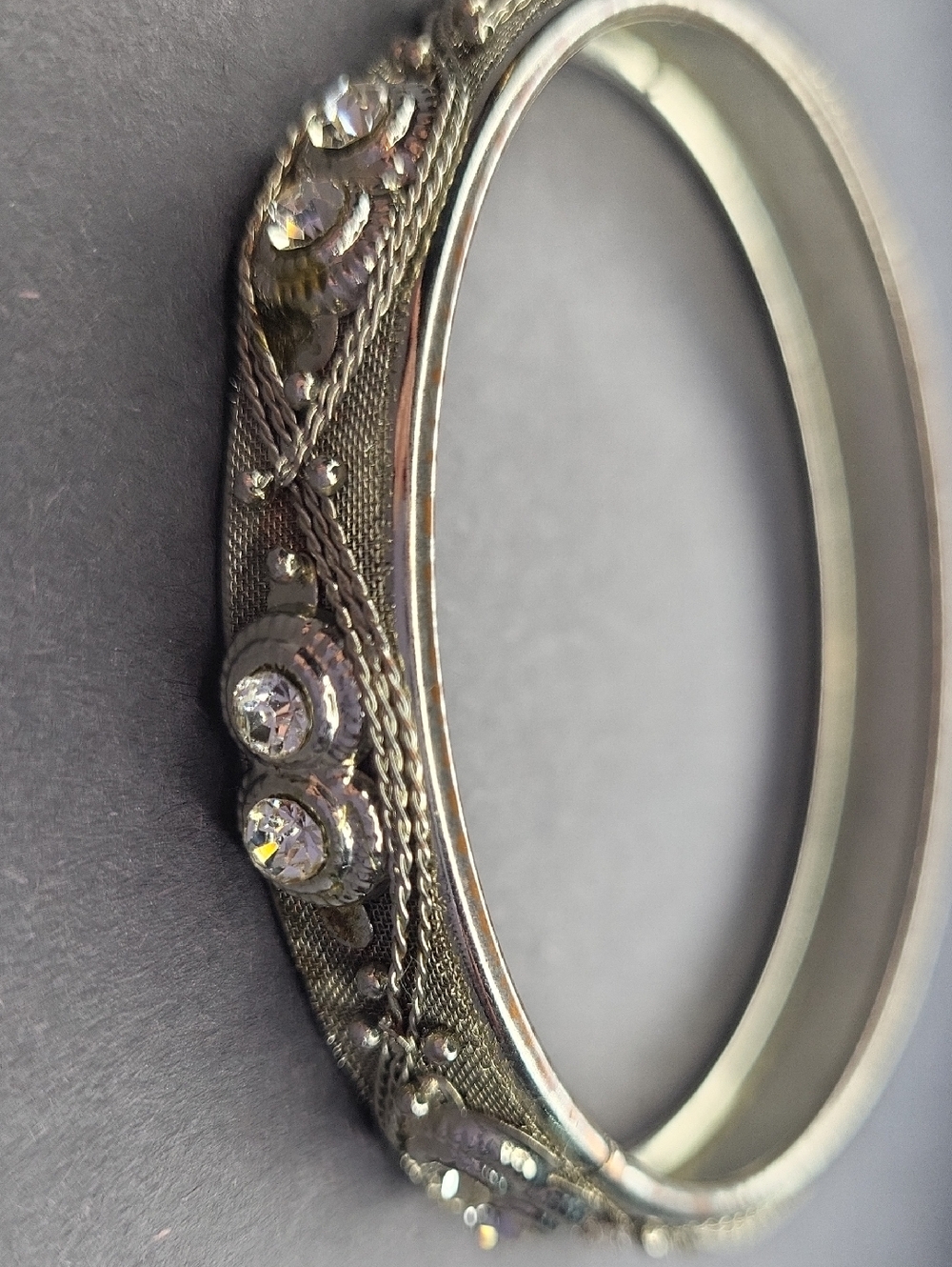 Rhinestone Silver Bangle Bracelet
